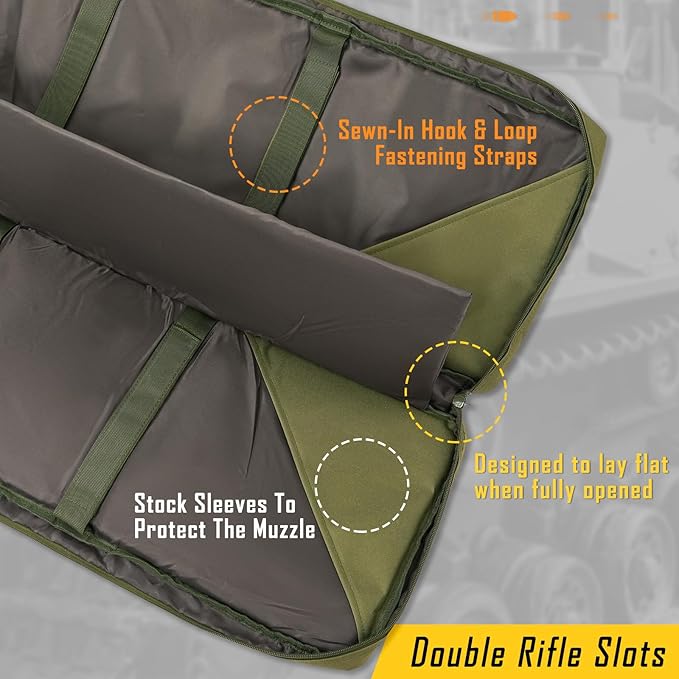 DULCE DOM 32/36/42/48/52 inch Double Rifle Case Soft Gun Bag for Rifles Pistols Storage & Transportation, All Around Shooting Range Tactical Backpack for Hunters Shooters, Gift for Boyfriend, Husband