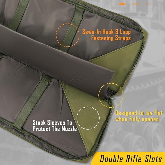 DULCE DOM 32/36/42/48/52 inch Double Rifle Case Soft Gun Bag for Rifles Pistols Storage & Transportation, All Around Shooting Range Tactical Backpack for Hunters Shooters, Gift for Boyfriend, Husband