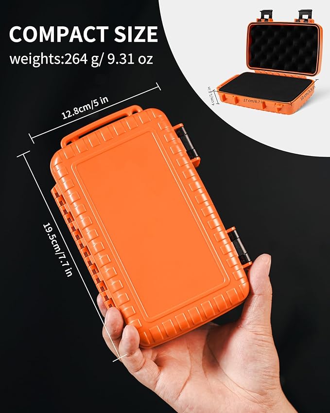 MecArmy B20 Edc Storage Box, Compact Waterproof Hard Case With Removed Foam, Small Dry Container For Outdoor Gear Tools Electronics, Durable Portable Utility Hardshell Case For Home Travel - Orange