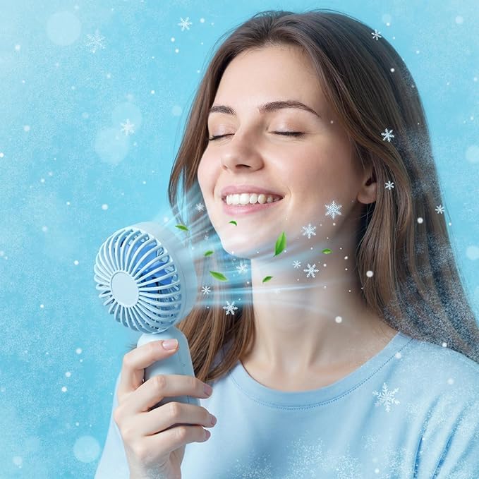 Rossesay 96 Pcs Mini Portable Fan Bulk Cute Handheld Lightweight Small Little Personal Hand Eyelash Fan 3 Speeds USB Rechargeable for Women Men Indoor Outdoor Makeup Travel (Blue)