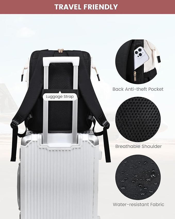 LOVEVOOK 18 Inch Laptop Backpack for Women, Large Capacity Travel Backpack with Organizer Bag, Waterproof Carry on Backpack Purse Work Bag with USB Port for College Teacher Nurse, 2PCS