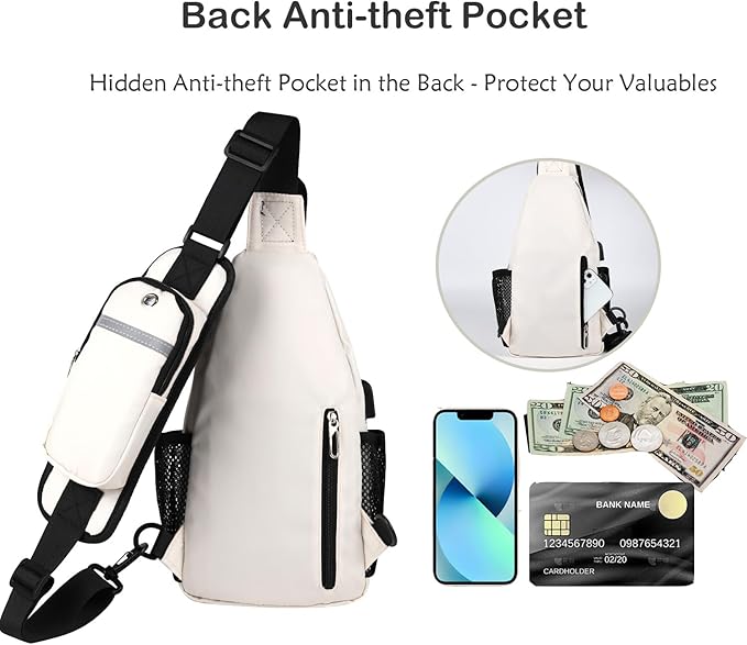 JENAGREEN Waterproof Sling Backpack Crossbody Sling Bag for Women Men, Multipurpose Travel Hiking Adjustable Chest Bag Casual Daypack