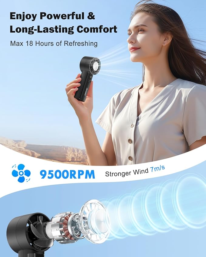 AMACOOL Handheld Fan with Ice Cooler, Mothers Day Gifts for Mom Her Women Girl, Mini Portable Cooling Fan, Small Yet Powerful, Personal Hand Fans for Men Travel Essentials Beach Outdoor Makeup