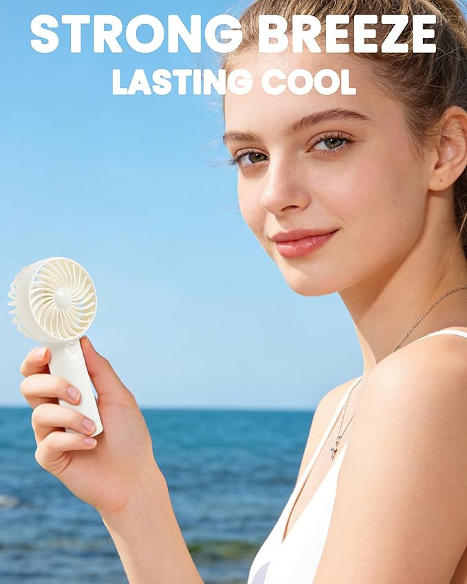 6 Pcs Mini Handheld Fan Bulk, 3 Speed Portable Personal USB Rechargeable Fan, Battery Operated Small Pocket Eyelash Fans for Women Men Makeup Travel Indoor Outdoor Summer