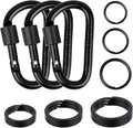 Cridoz Locking Carabiner D Ring Clips with Flat Key Ring