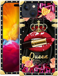 Compatible with iPhone 15 Case, Queen Lip Crown Leopard Print Luxury Golden Decoration for Girl Women Soft TPU Shockproof Protective Hard PC Back for iPhone 15