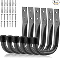 HORUSDY 6-Pack Heavy Duty Metal Wall Hooks, Large Garage Storage & Organization Hooks for Tools, Extension Cords, Ladders, and Bags, Wall Mount J Hooks for Indoor Outdoor Use, Gray