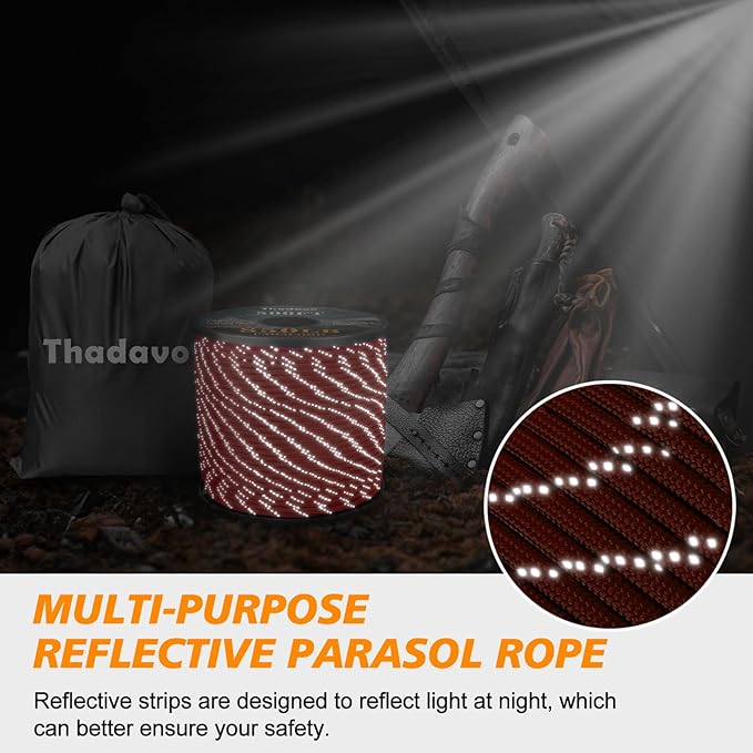 850Ib Reflective Paracord Rope, 50/100/200/500/1000ft 4MM 11 Strand Cords Lanyard Utility Parachute Cord for Survival Tactical Tent Camping Hiking Fishing Clothesline DIY Projects, Red 200FT