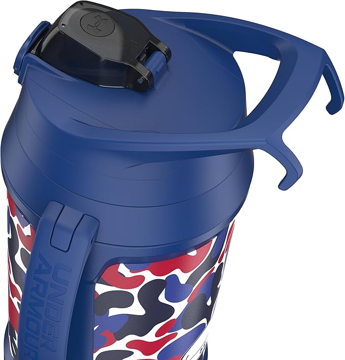 Under Armour Half Gallon Water Bottle Insulated, 64oz Insulated Water Bottle with Handle, Fence Hook, Leak Resistant, for Baseball, Football & More - Royal Hypercamo