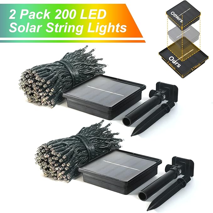 JMEXSUSS 2 Pack Solar String Lights Outdoor Waterproof, Total 400 LED 151FT Solar Christmas Lights Outdoor, 8 Modes Christmas Light for Outside Patio Yard Tree Decorations, Multicolor