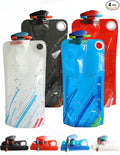 4 Pack Collapsible Water Bottle with Carabiner, 33oz Foldable Reusable BPA-Free Water Bottles with Leakproof Lid for Traveling Hiking Camping Biking
