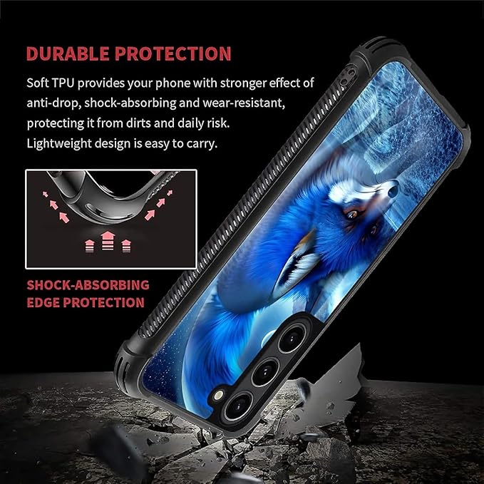 for Samsung Galaxy S23 Case, Snowy Mountain Fox Lake Pattern Graphic Design Girl Boy Soft Silicone Hard Acrylic Shock Protection for Samsung Galaxy S23