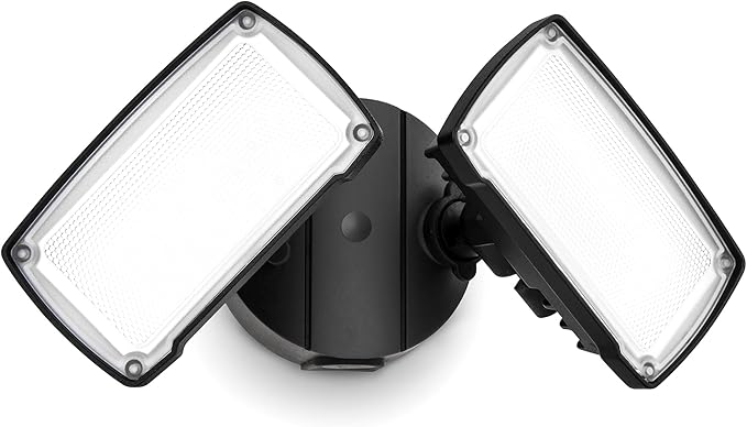LUTEC 32W 3500LM Integrated Dual-Head LED Flood Light Outdoor,Switch Controlled LED Security Light,5000K Wall Mount Exterior Flood Light,P65 Waterproof for Garage, Yard, Patio-Black