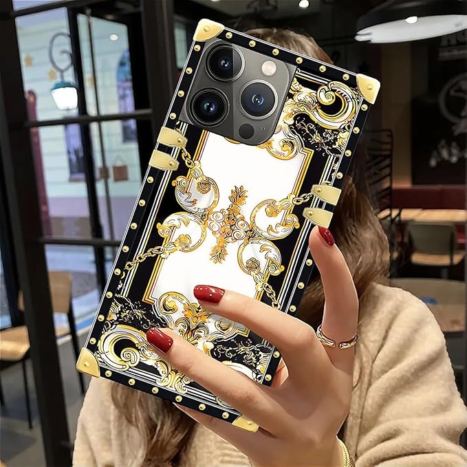Compatible with iPhone 12 Pro Max Case, Gold Grain Flowers Luxury Golden Decoration for Girl Women Soft TPU Shockproof Protective Hard PC Back for iPhone 12 Pro Max
