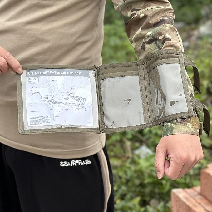 Tactical Arm Sleeve Map Pouch Case Documets Holder Wrist Case Wrist Map Holder QB Wristband Map Case Military Arm PouchTactical USA Flag Patch