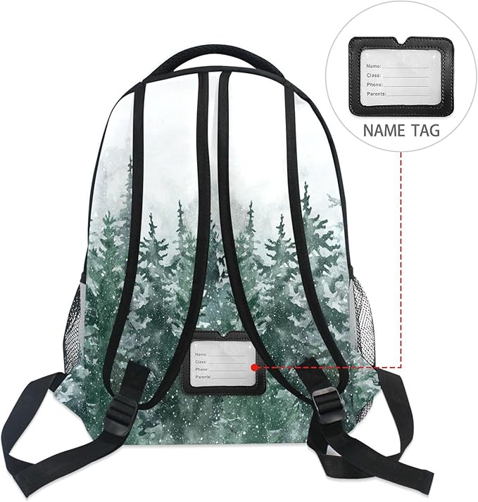 Winter Forest Kids Backpack Pinewood Tree School Backpacks Boys Girls Preschool Book Bag