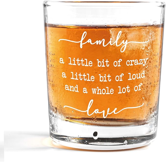 Nogrit Funny Family Quote Whiskey Glasses 10 oz, Best Housewarming Gifts 2025, Family Union Gifts Old Fashioned Rocks Glasses for Women Men Drinking Cocktail Scotch Vodka Tequila Rum