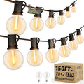 OHLUX Outdoor String Lights, 150FT Patio Lights with 70+2 Dimmable Plastic LED G40 Bulbs, 2200K Waterproof Connectable Hanging String for Backyard Cafe Porch Deck E12 Base