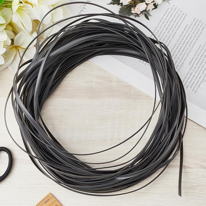 GORGECRAFT 30m*5mm Rattan Weaving Wicker Outdoor Wicker Repair Kit Dark Gray Synthetic Rattan Roll Flat Cord Webbing Basket Weave Patio Chair Sofas Repair Supplies for Lawn Furniture Garden