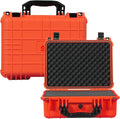 Jack Boss 16x 12.8x 6.8 Inch Hard Case, Portable Weather Waterproof Protective Camera Case with Customizable Foam, Fit Use of Drones, Camera, Equipments, Orange