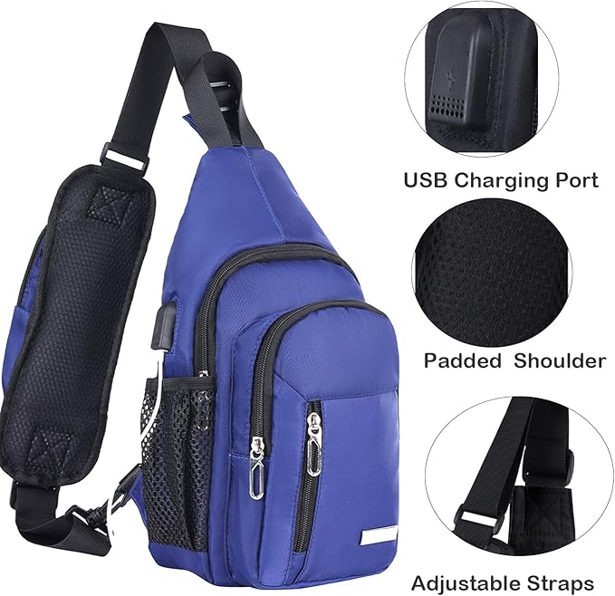 JENAGREEN Waterproof Sling Backpack Crossbody Sling Bag, Cross Bag Adjustable Travel Hiking Essentials Casual Daypack Multipurpose Chest Bag Purse for Women Men