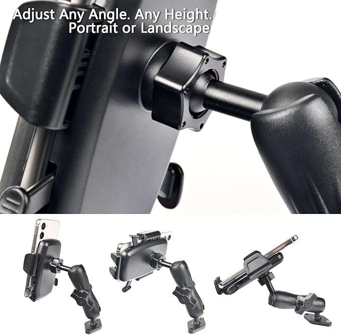 VAUBORTTI 1" Ball Phone Mount – Aluminum Alloy Arm & Base, Double Ball Joint, 360° Adjustable, Screw-Mounted Base, Fits RAM B Size System – Universal Holder for Car, Truck, Van, Desk, Wall, Dashboard