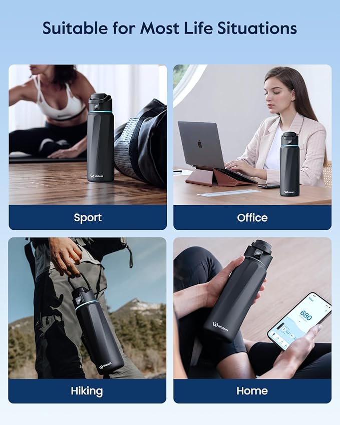 BOOST Smart Water Bottle with Reminder & Tracker, Double Wall Vacuum Insulated Bottles Stainless Steel, 32oz BPA-Free Wide Mouth for School, Gym, Office, Ideal for Mother's Day