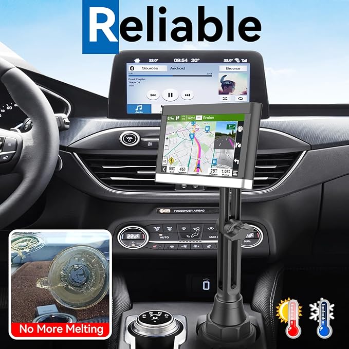 for Garmin GPS Car Mount Cup Holder Replacement 17mm Ball Mount with Adjustable Height Angles fit Garmin Nuvi Drive Dezl Portable Navigator, Black