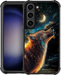 for Samsung Galaxy S23 Case, Star Cave Hungry Wolf Pattern Graphic Design Girl Boy Soft Silicone Hard Acrylic Shock Protection for Samsung Galaxy S23