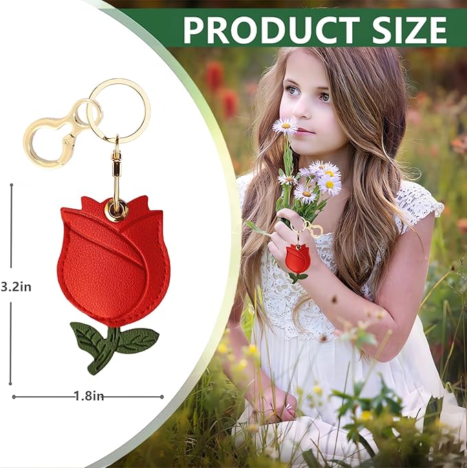 Leather Keychain Holder Case Compatible with AirTag,Cute air tag Cover with Keychain Ring,GPS Tracker Case for Keys