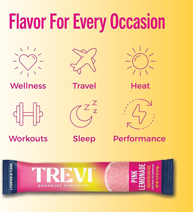 TREVI™ Everyday Sugar Free Electrolytes - Essential Drink Mix Hydration Powder Packets - 28 Count - Pink Lemonade
