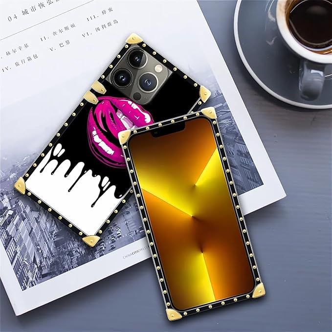 Compatible with iPhone 13 Pro Case, Black White Red Slap Sexy Luxury Golden Decoration for Girl Women Soft TPU Shockproof Protective Hard PC Back for iPhone 13 Pro