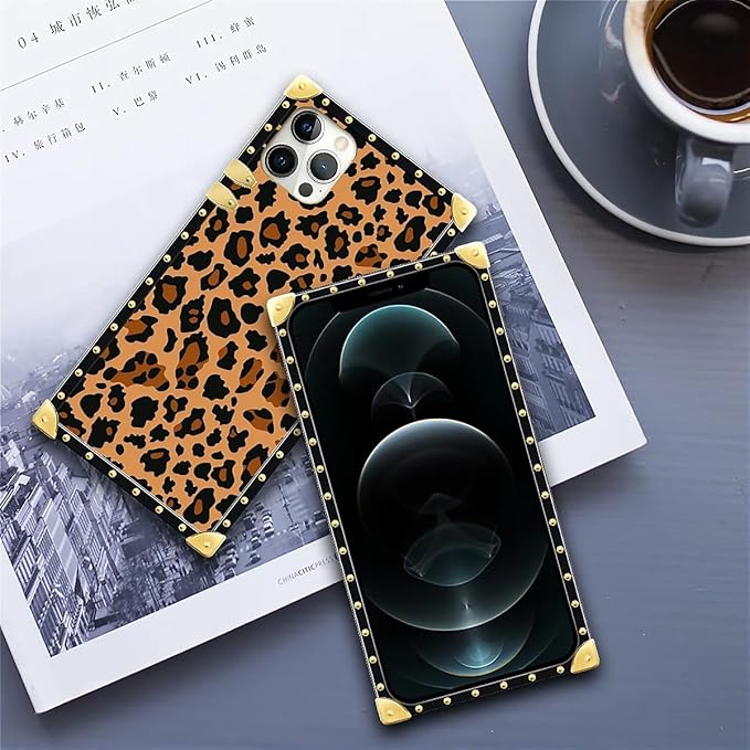 Compatible with iPhone 11 Pro Max Case, Brown Leopard Texture Luxury Golden Decoration for Girl Women Soft TPU Shockproof Protective Hard PC Back for iPhone 11 Pro Max