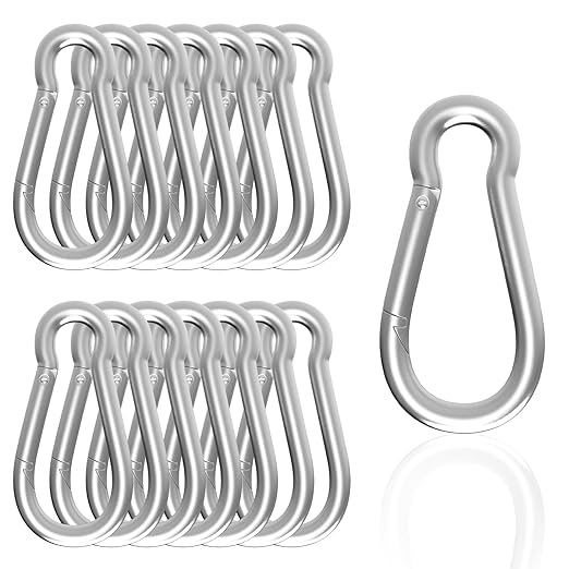 Carabiner, Heavy Duty Galvanized Steel Spring Snap Hook Carabiner Clips with 770LBS Holding Capacity, Ideal for Outdoor, Hammock, Swing and Travel (M10 4Inch,10PCS)
