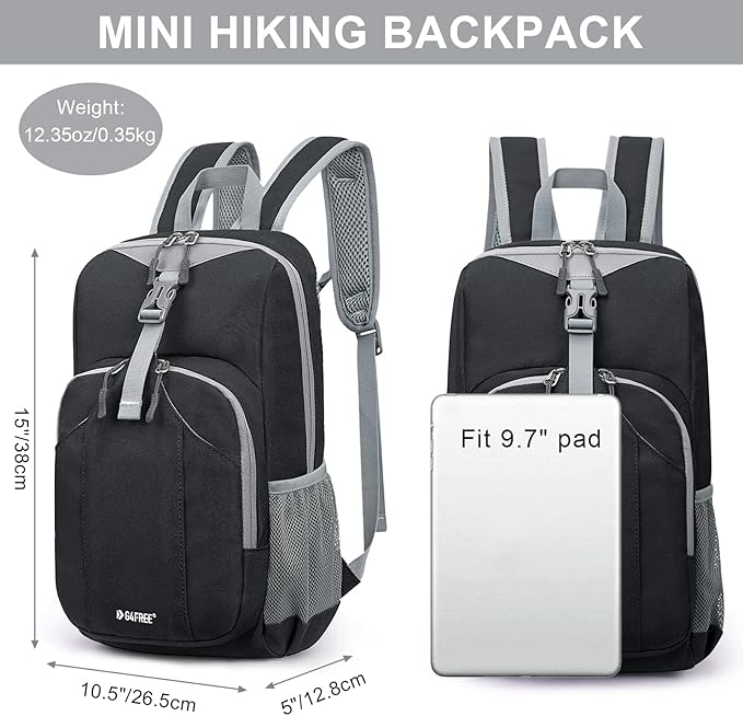G4Free Mini 10L Hiking Daypack Small Hiking Backpack Cycling Compact Shoulder Backpack Outdoor for Men Women(Black)