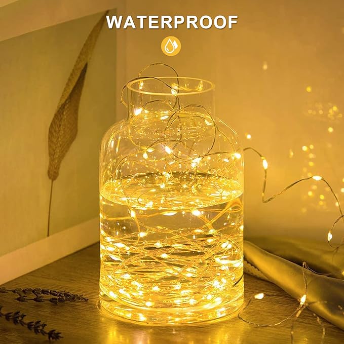 JMEXSUSS 2 Pack Solar String Lights Outdoor Waterproof, Each 33FT 100 LED Warm White Fairy Lights, Waterproof 8 Modes Copper Wire Solar Christmas Light for Yard Patio Tree Garden Xmas Decorations