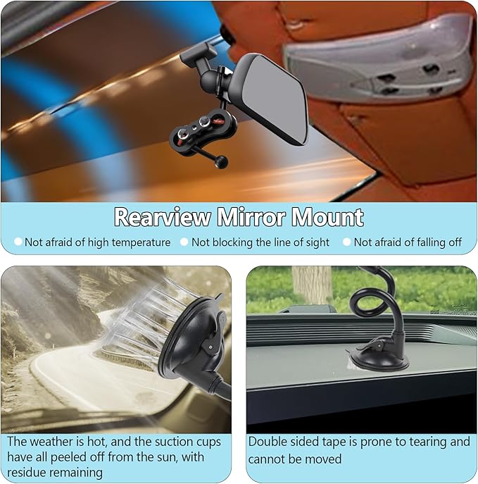 for Garmin GPS Mount,Compatible with Garmin Nuvi, RV, Dezl, Drive, Drivesmart, Driveassist & More,Equipped with 17mm Spherical Aluminum Rearview Mirror GPS Holder