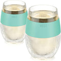 Host Wine Freeze Cup Set of 2 - Plastic Double Wall Insulated Wine Glasses with Freezing Gel, Wine Glass for Red and White Wine, 8.5 oz Mint
