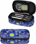 Blue Sky Pencil Bag Glowing Moon Starry Sky Abstract Painting Big Capacity Pencil Case Pencil Pouch Pen Bag School Students Boy Girl