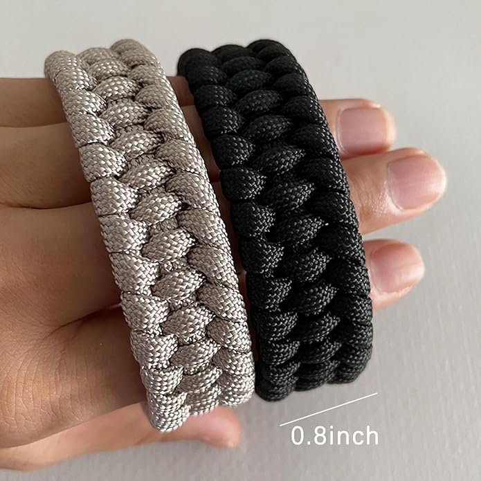 Parachute Cord Bracelets Trilobite Weaved Paracord Bracelet with Side Release Buckle 8.7 inch Black Bracelet for Men Women 1 Set