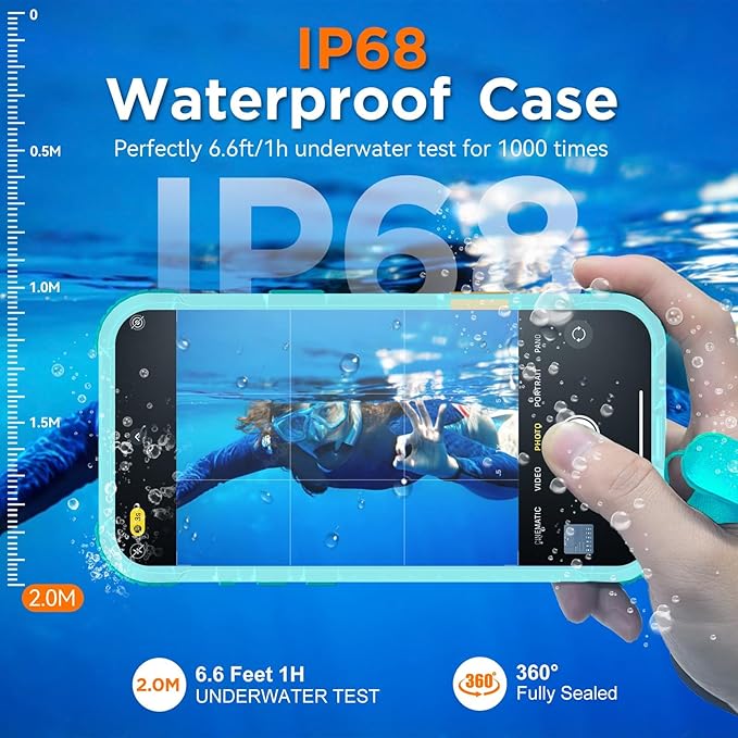 WIFORT for iPhone 17 Air Waterproof Case, [Fit for Magsafe] with Sapphire Lens & Screen Protector, IP68 Full Body 15FT Military Shockproof, Magnetic Frosted Phone Cover with Lanyard, 6.5" Teal