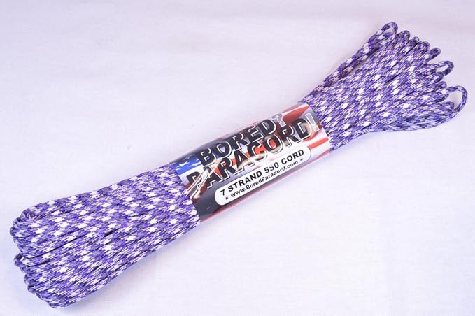 BORED? PARACORD! 550 lb Paracord – Ideal for Crafting, DIY Projects, Camping, Military & Active Outdoors – 300+ Colors – Tactical Parachute Cord Type III – Strong - Passion Purple 50 Feet