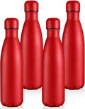 Volhoply 17oz Insulated Water Bottles MultiPack, BPA Free Water Bottle for Kids, Gym, Travel, Sports, Available in Packs of 1, 4, or 8（Red,4 Pack）