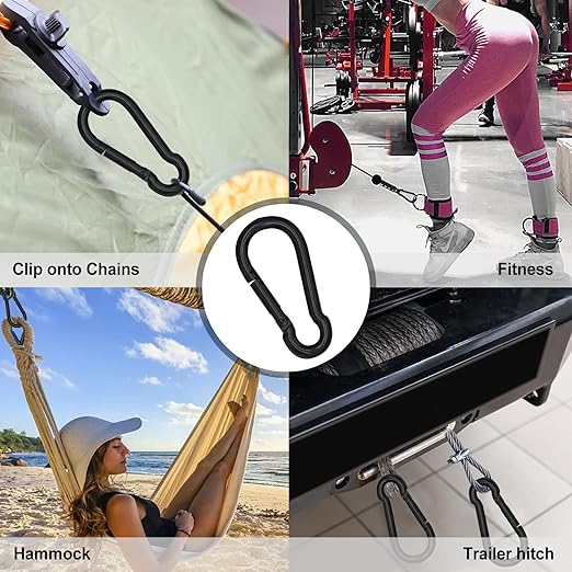 Large Carabiner Clip Hook, 4 inch 2 pcs Black Heavy Duty Spring Snap Hook Key Chain, Carabiners Clips for Outdoor Camping, Swing Set, Hammock, Hiking Travel, Fishing, Quick Link Keychain