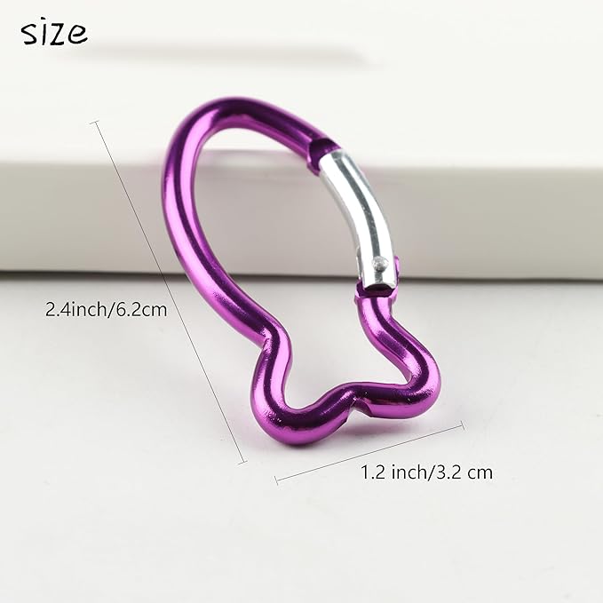 7Pcs Cute Fish Shape Carabiner Clips, 2.4inch Colorful Mini Aluminum Alloy Spring Keychain Key Ring