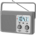 DreamSky AM FM Radio Portable - Shortwave Radio Battery Powered or Plug in Wall for Home Outdoor, Strong Reception, Large Dial Easy to Use, Digital Time Display, Transistor Antenna, Seniors Small Gift