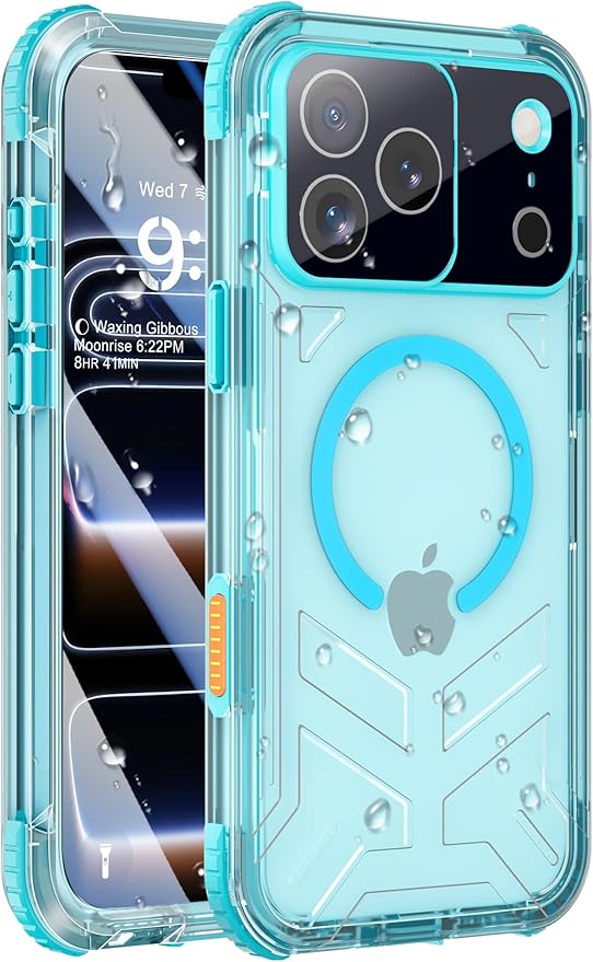 for iPhone 17 Pro Waterproof Case with Magsafe, Built-in [Camera & Screen Protector] [Lanyard], IP68 Water Proof Full Body Dustproof Heavy Duty Frosted Protective Phone Cover, 6.3" Teal