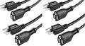 UL Listed Waterproof Power Extension Cord,DanYee Indoor/Outdoor(Marked General Use on The Tag) 16 AWG Heavy Duty AC SJTW Electrical Extension Cable (NEMA 5-15P to NEMA 5-15R)(10FT 2PACK,Black)