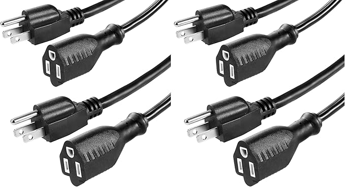 UL Listed Waterproof Power Extension Cord,DanYee Indoor/Outdoor(Marked General Use on The Tag) 16 AWG Heavy Duty AC SJTW Electrical Extension Cable (NEMA 5-15P to NEMA 5-15R)(10FT 2PACK,Black)