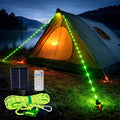 Solar Luminous Paracord Rope, 23ft Solar-Powered Green Glow Rope with Remote, 8 Lighting Modes + Timer, 500 mAh Battery, IP66 Waterproof for Outdoor Camping